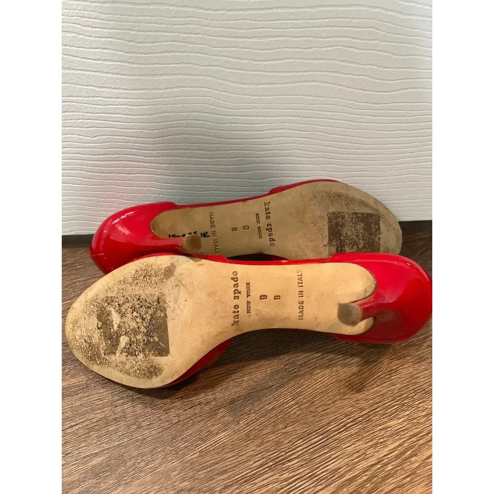 Kate Spade Red Patent Leathers D'Orsay Pumps Women's Size 9 - Picture 12 of 12